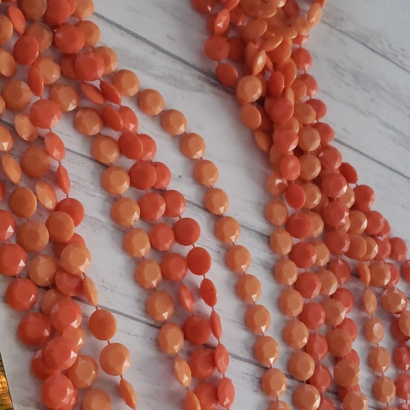 VINTAGE Orange 4 Strand Round Beaded 36"Ne… - Picture 7 of 7
